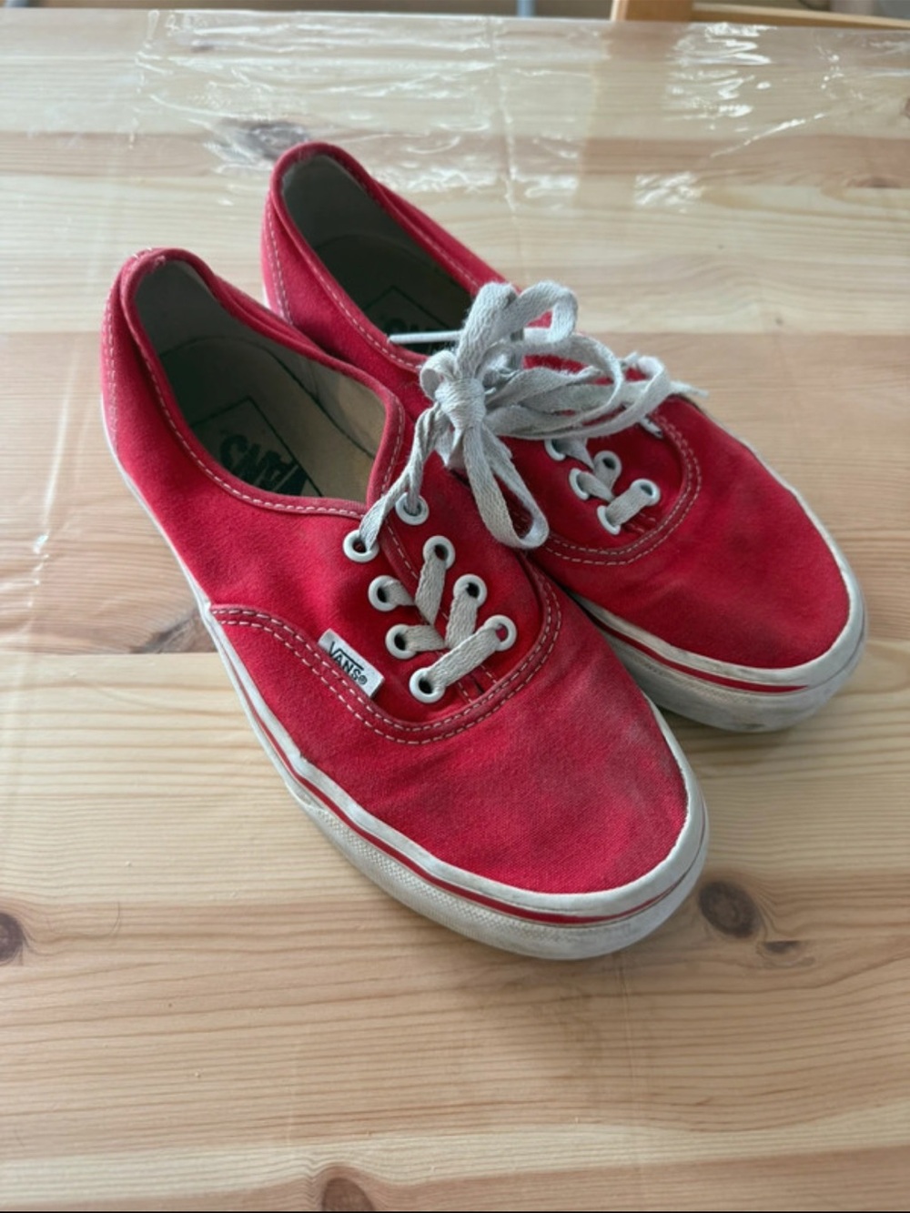 Vans Kids Red Canvas Low-Top Sneakers 4 5.5